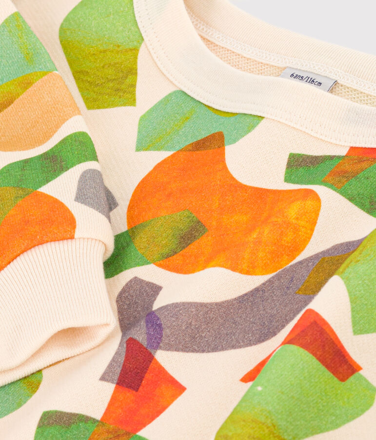 Children's Printed Fleece Sweatshirt Ecru/multicolor