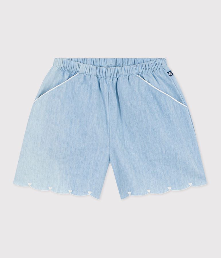Children's plain cotton shorts BLEU CLAIR blue