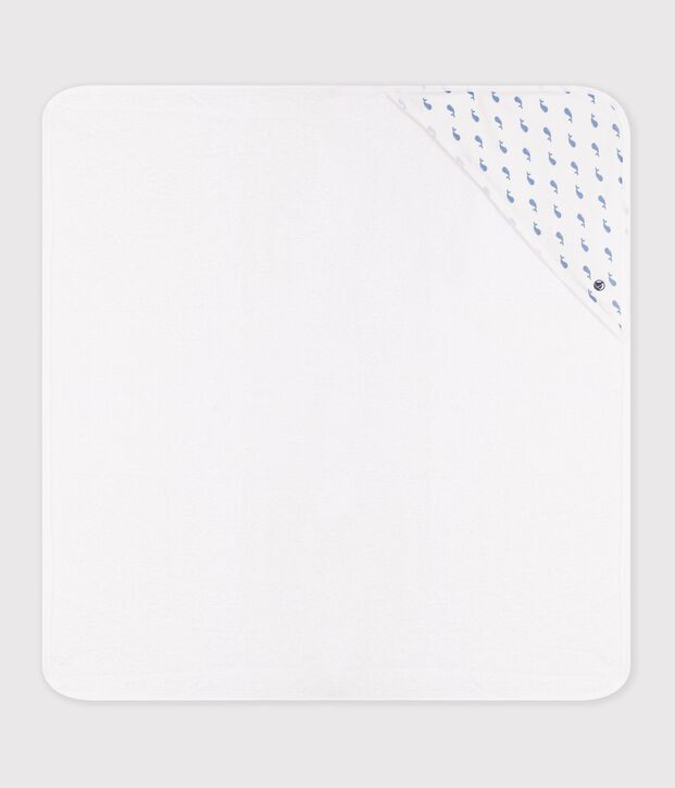Babies' square cotton bath wrap blue/blue