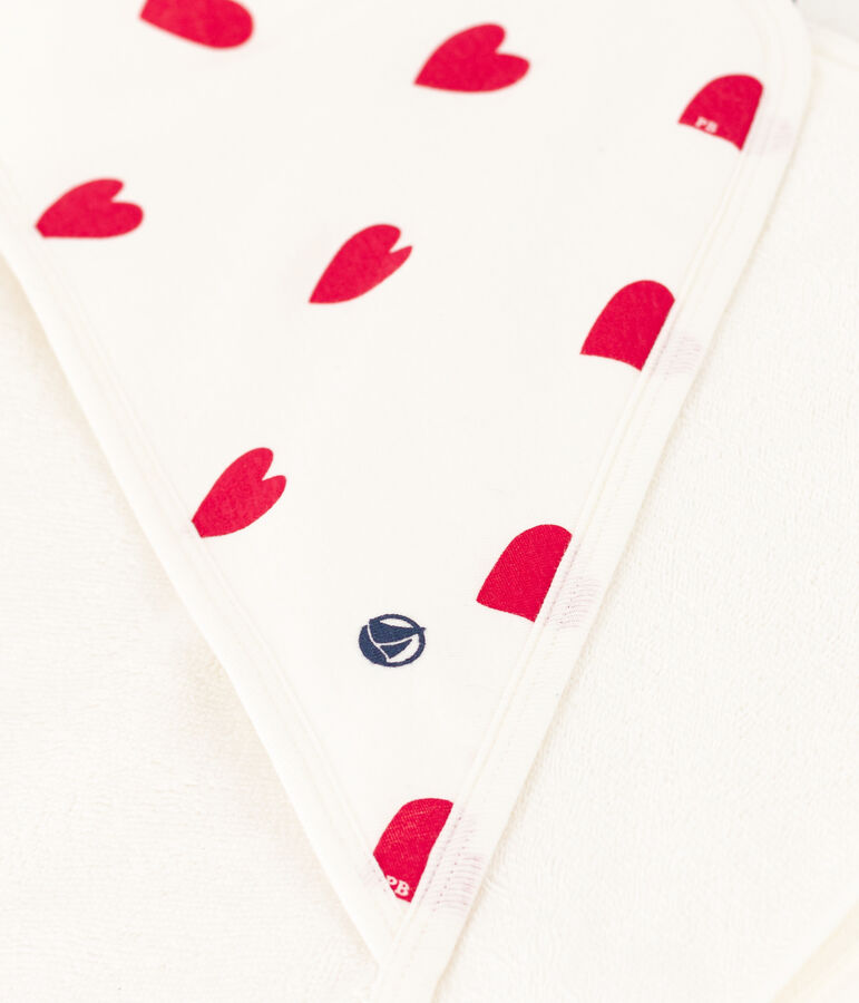 Heart Cotton Bath Wrap white/red