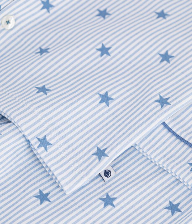Children's buttoned star printed cotton pyjamas white/multicolor
