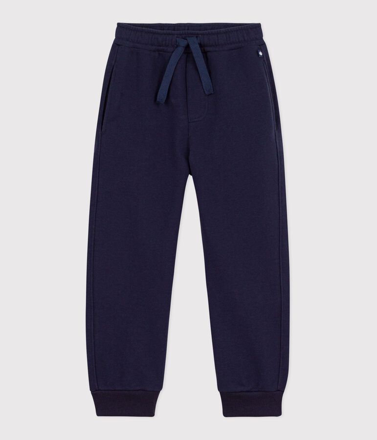 Children's plain cotton jogging bottoms blue