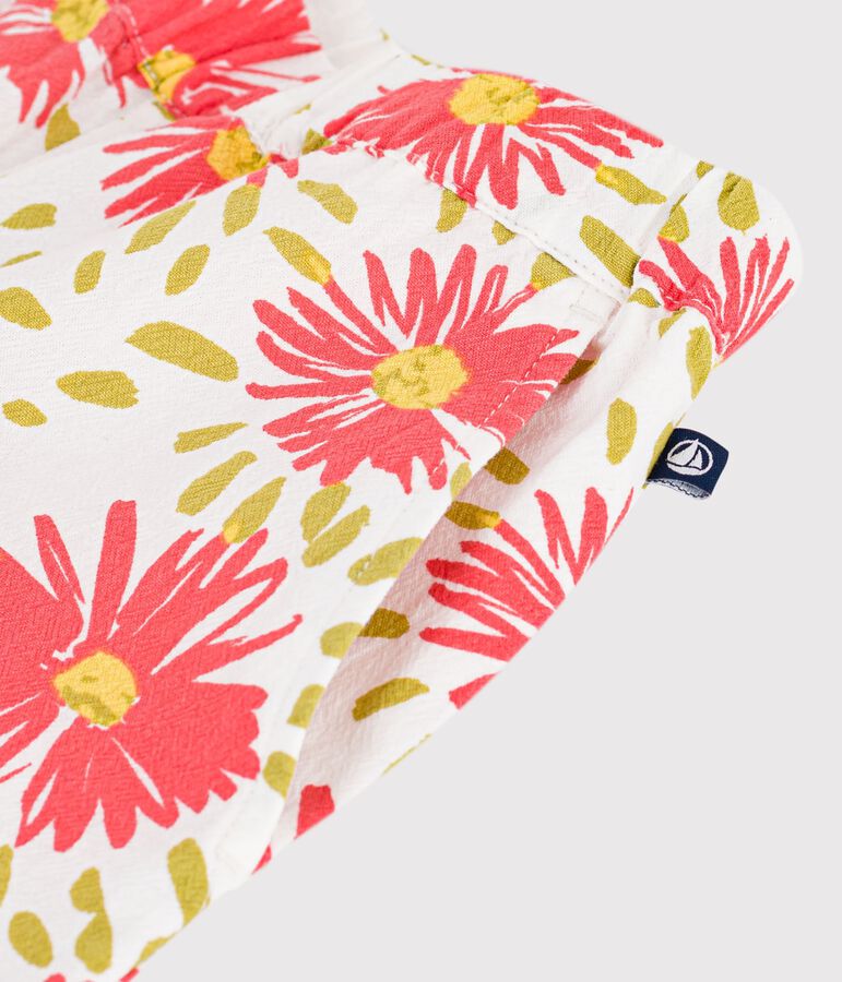 Children's floral cotton trousers white/multicolor