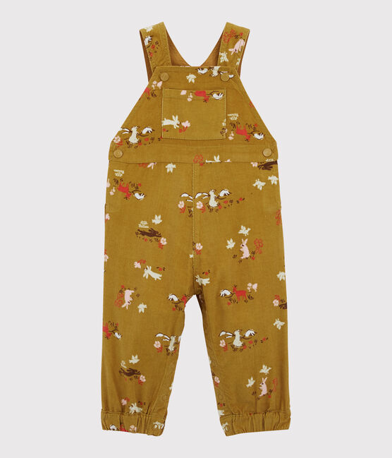 Babies' Velour Dungarees TOPAZE yellow/MULTICO