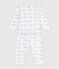 Babies' whale-print velour popper-free pyjamas white/blue