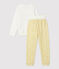 Girls' Floral Brushed Terry Towelling Pyjamas OCRE yellow/MARSHMALLOW white