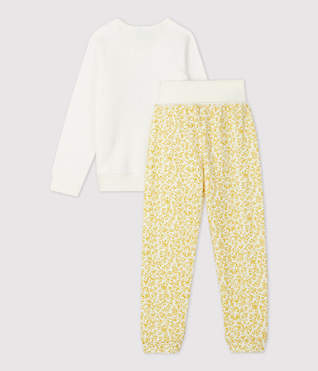 Girls' Floral Brushed Terry Towelling Pyjamas yellow/white