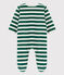 Babies' Velour Sleepsuit EVERGREEN /MARSHMALLOW