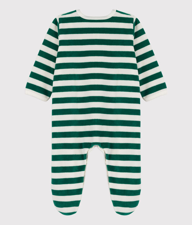 Babies' Velour Sleepsuit green/white