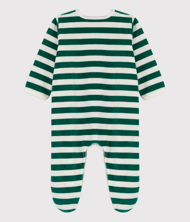 Babies' Velour Sleepsuit green/white
