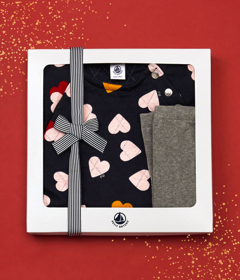 Girls' Heart Themed Dress and Tights Gift Set multicolor