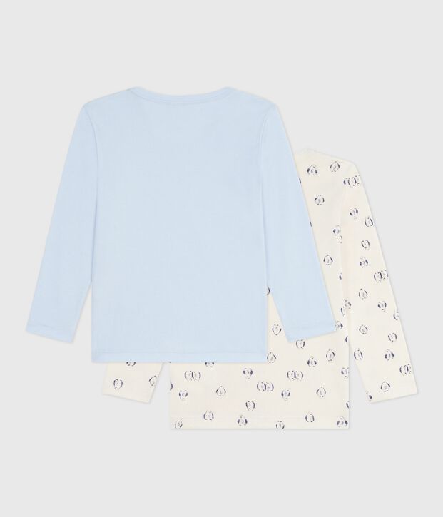Children's long-sleeved printed cotton T-shirts - 2-Pack multicolor