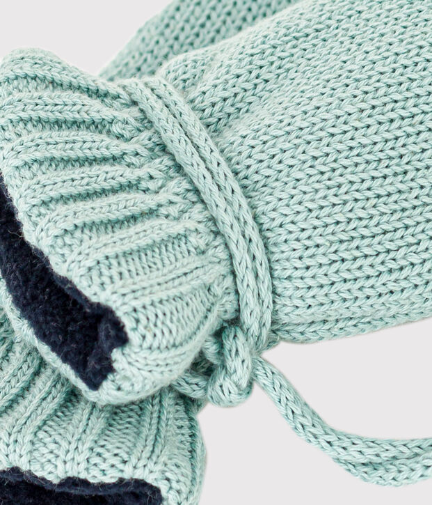 Babies' Knit Mittens with Recycled Fleece Lining green