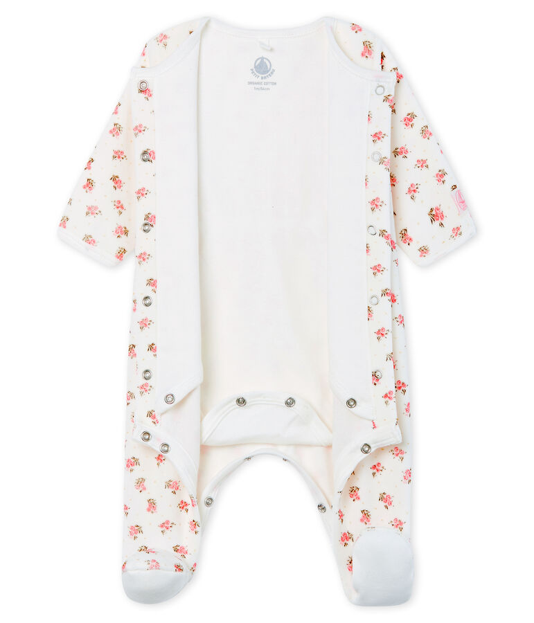 Baby Girls' Velour Bodyjama MARSHMALLOW white/MULTICO white