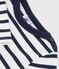 Babies' Iconic Thick Organic Jersey Long-Sleeved Dress MARSHMALLOW white/SMOKING blue