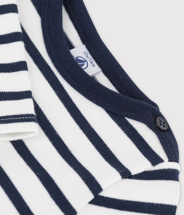 Babies' Iconic Thick Organic Jersey Long-Sleeved Dress white/blue