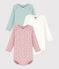 Pack of babies' long-sleeved bodies in cotton printed with flowers multicolor