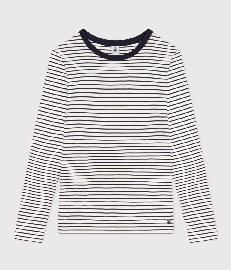 Women's Iconic Stripy Long-Sleeved Cotton T-shirt white/blue