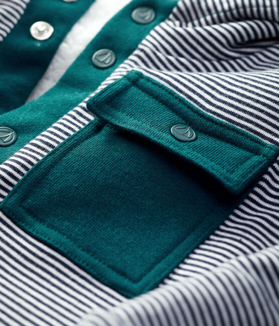 Babies' Sherpa Cardigan MARSHMALLOW white/PINEDE green