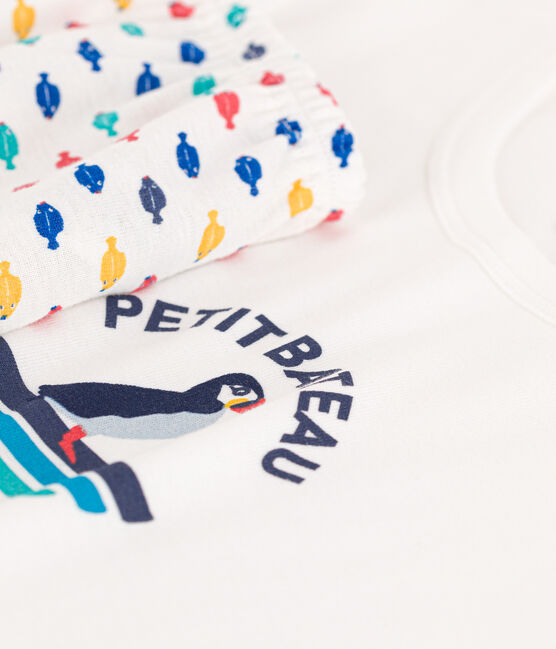 Boys' Sea Animals Short Cotton Pyjamas MARSHMALLOW white/MULTICO white