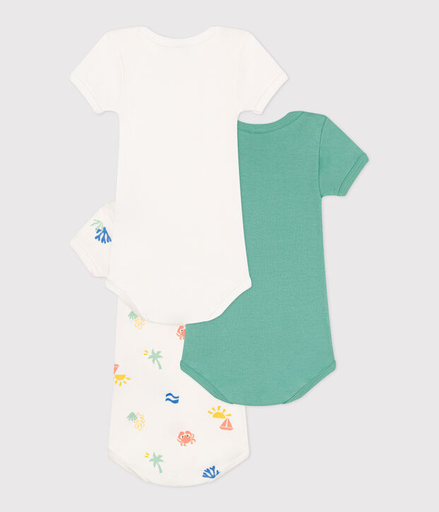 Babies' short-sleeved printed cotton bodies - 3-Pack multicolor