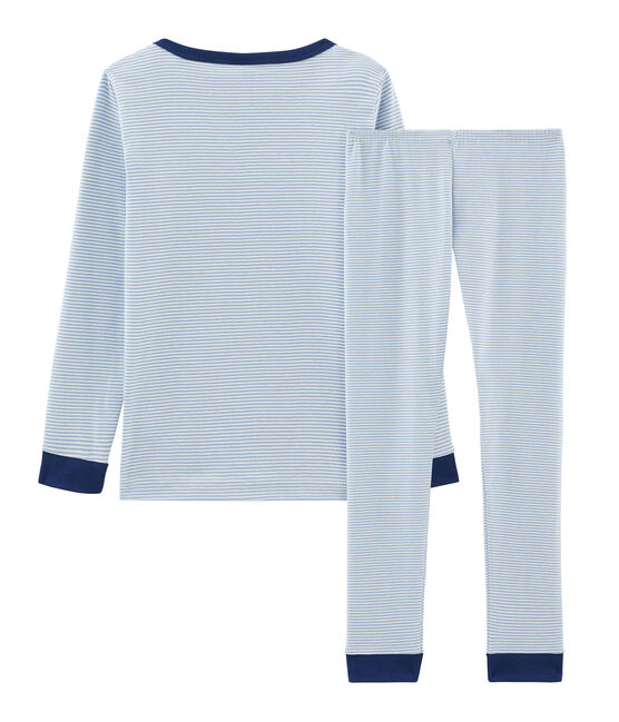 Boys' Snugfit Ribbed Pyjamas ACIER blue/MARSHMALLOW white