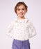 Children's long-sleeved floral T-shirt with a collar Ecru/multicolor