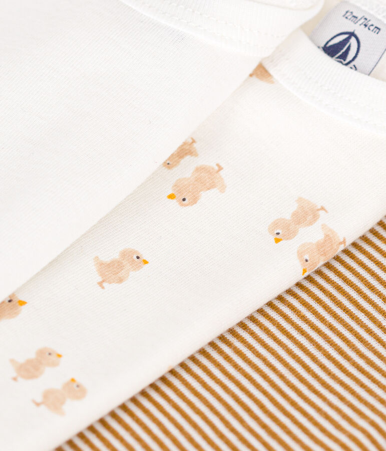 Babies' long-sleeved chick print cotton bodysuits - 3-pack multicolor