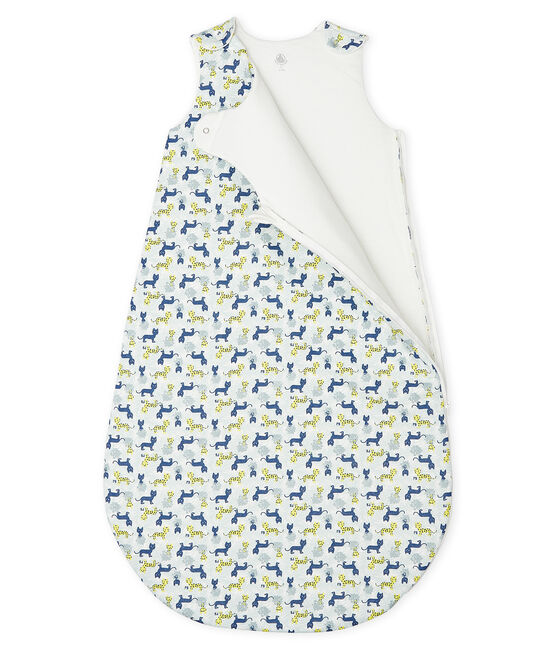 Babies' Rib Knit Sleeping Bag MARSHMALLOW white/MEDIEVAL blue