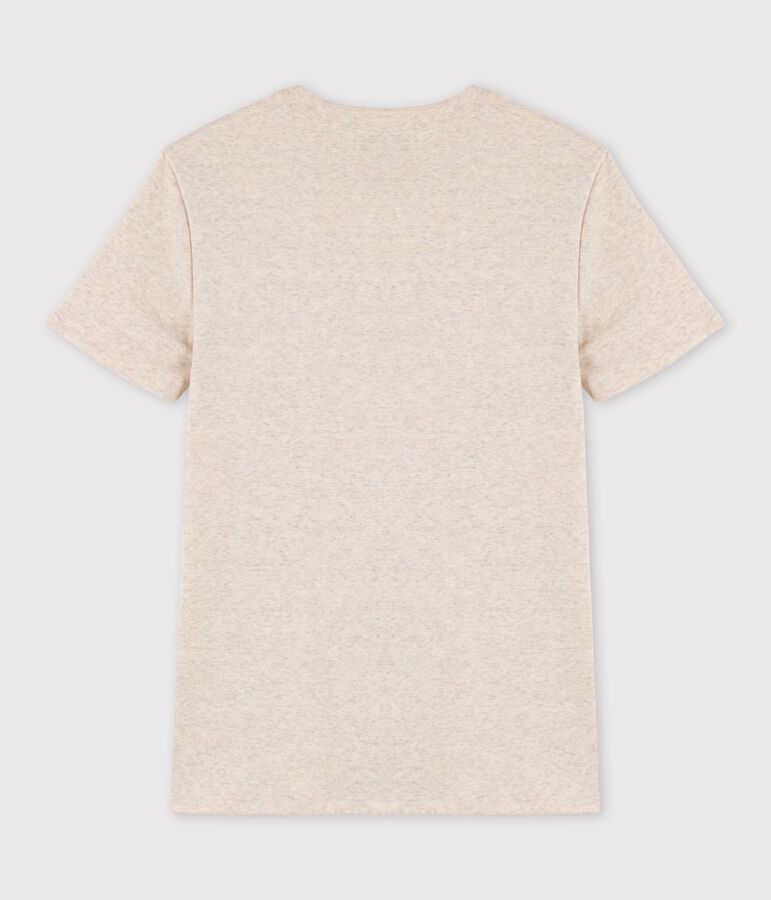 Women's Round Neck Screen-Printed Cotton T-Shirt beige