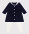 Babies' dress in a sailor style with a sailor collar and cotton leggings SOIR blue/MILK