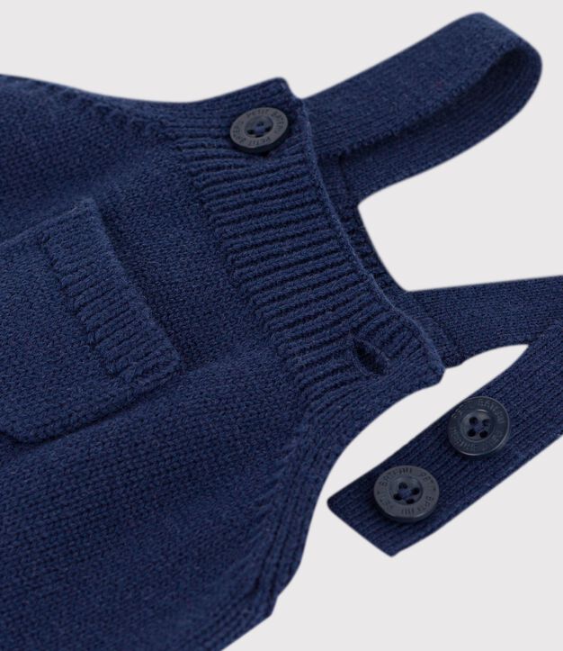 Salopette b&eacute;b&eacute; unie en tricot laine et coton SOIR