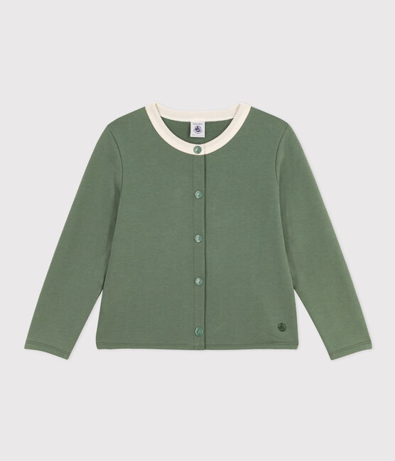 Girls' Cotton Cardigan CROCO green
