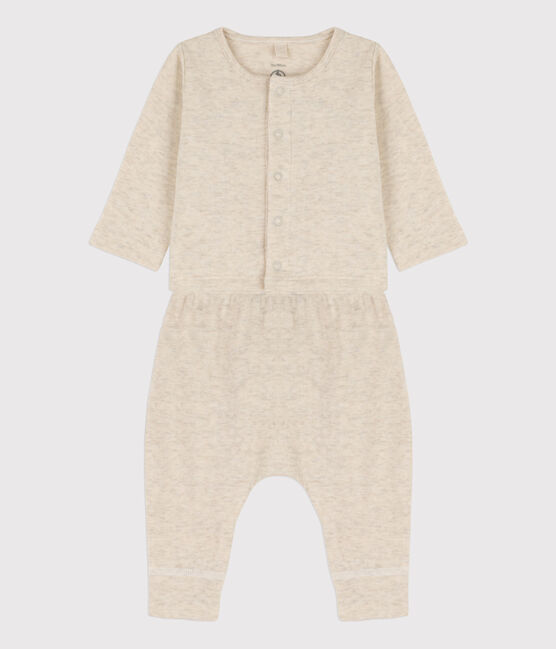 Babies' Organic Plain Tube Knit Clothing - 2-Piece Set MONTELIMAR CHINE beige