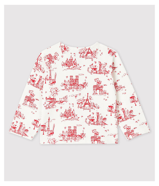 Baby Girls' Print Fleece Cardigan MARSHMALLOW white/TERKUIT red