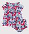 Babies' short-sleeved cotton dress and matching bloomers printed with hearts white/multicolor