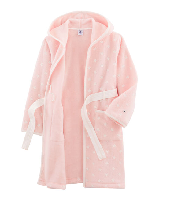 Children's Fleece Dressing Gown MINOIS pink/MARSHMALLOW white