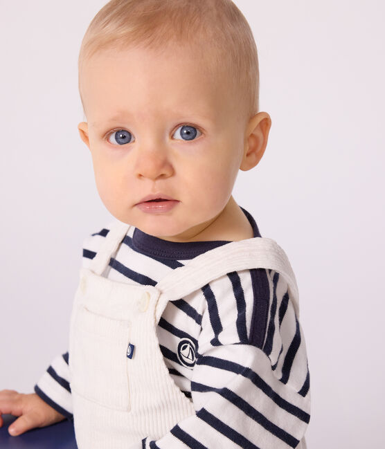 Babies' plain corduroy dungarees MILK Ecru