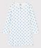 Girls' Blue Heart Patterned Long-Sleeved Cotton Nightdress MARSHMALLOW white/BRASIER blue