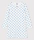 Girls' Blue Heart Patterned Long-Sleeved Cotton Nightdress