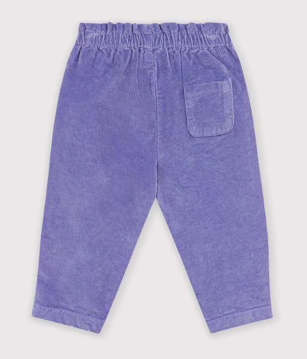 Babies' plain corduroy trousers purple