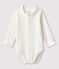 Babies' Organic Cotton Bodysuit with Collar MARSHMALLOW white