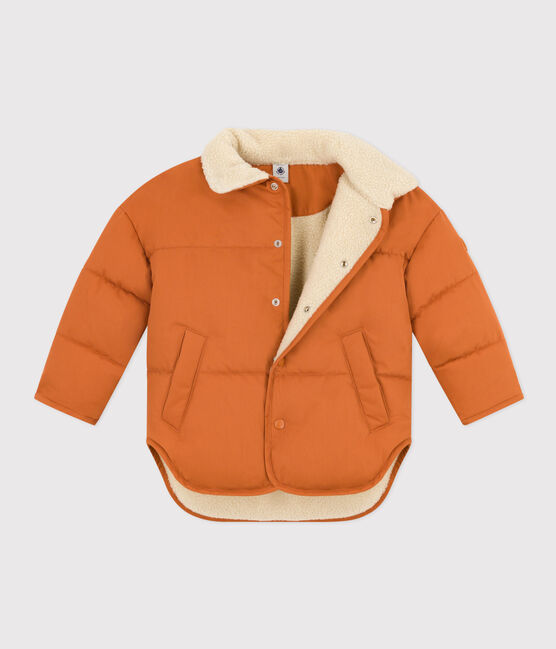 Children's unisex short jacket lined with sherpa ECUREUIL brown