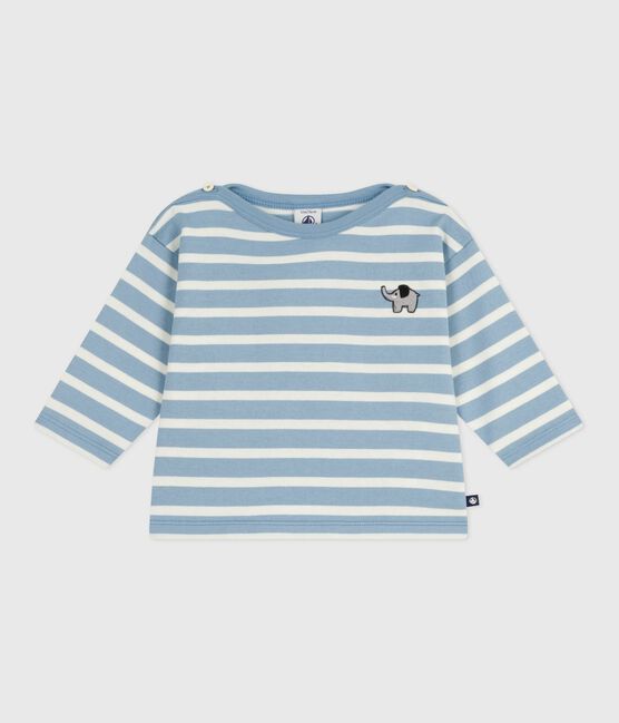 Babies' cotton Breton top ADRIATIC blue/MILK