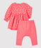 Babies' Organic Cotton Cherry Tube Knit Dress/Leggings PEACHY pink/FLEUR pink