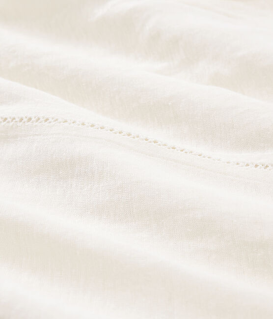 Women's short-sleeved linen t-shirt MARSHMALLOW white