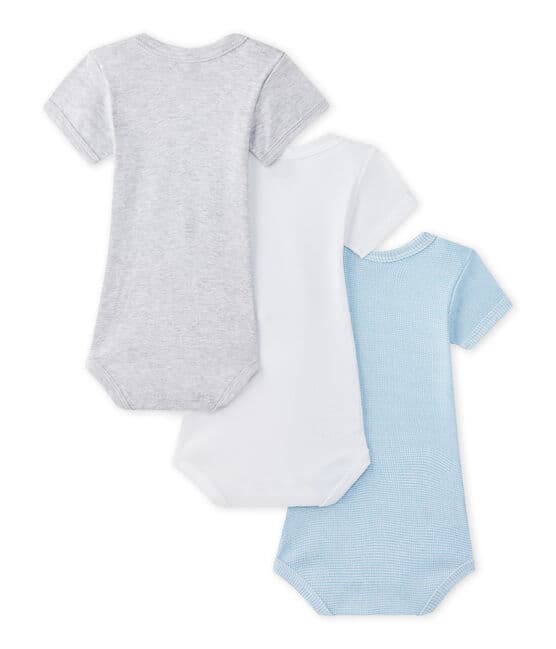 Set of 3 baby boys' short-sleeved bodysuits LOT white