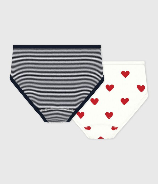 Women's Heart and Stripe High-Waisted Cotton Briefs - 2-Pack multicolor