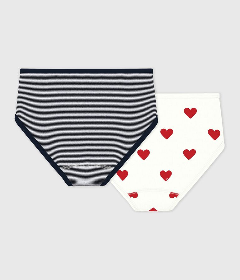 Women's Heart and Stripe High-Waisted Cotton Briefs - 2-Pack Variante 1 PACK