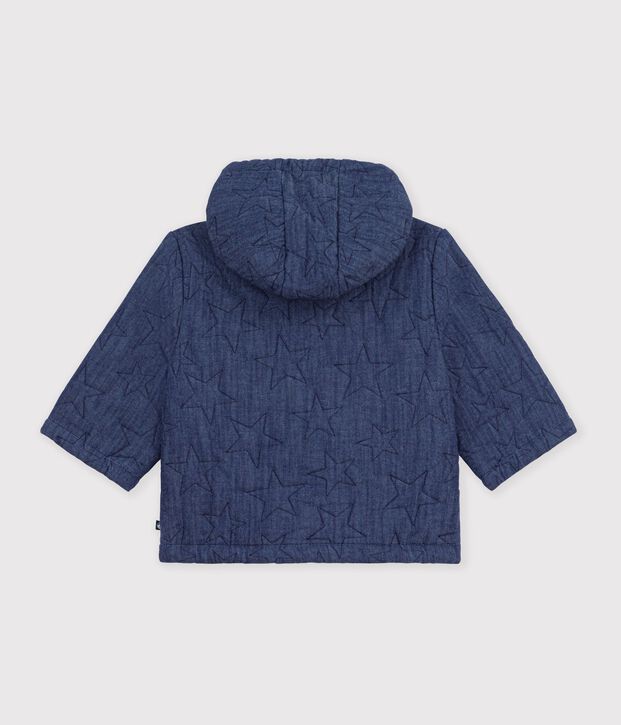 Babies' jacket in quilted denim embroidered with stars blue
